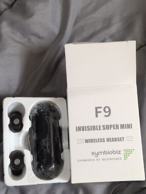 F9 Invisible Super Mini Wireless Headset - Black